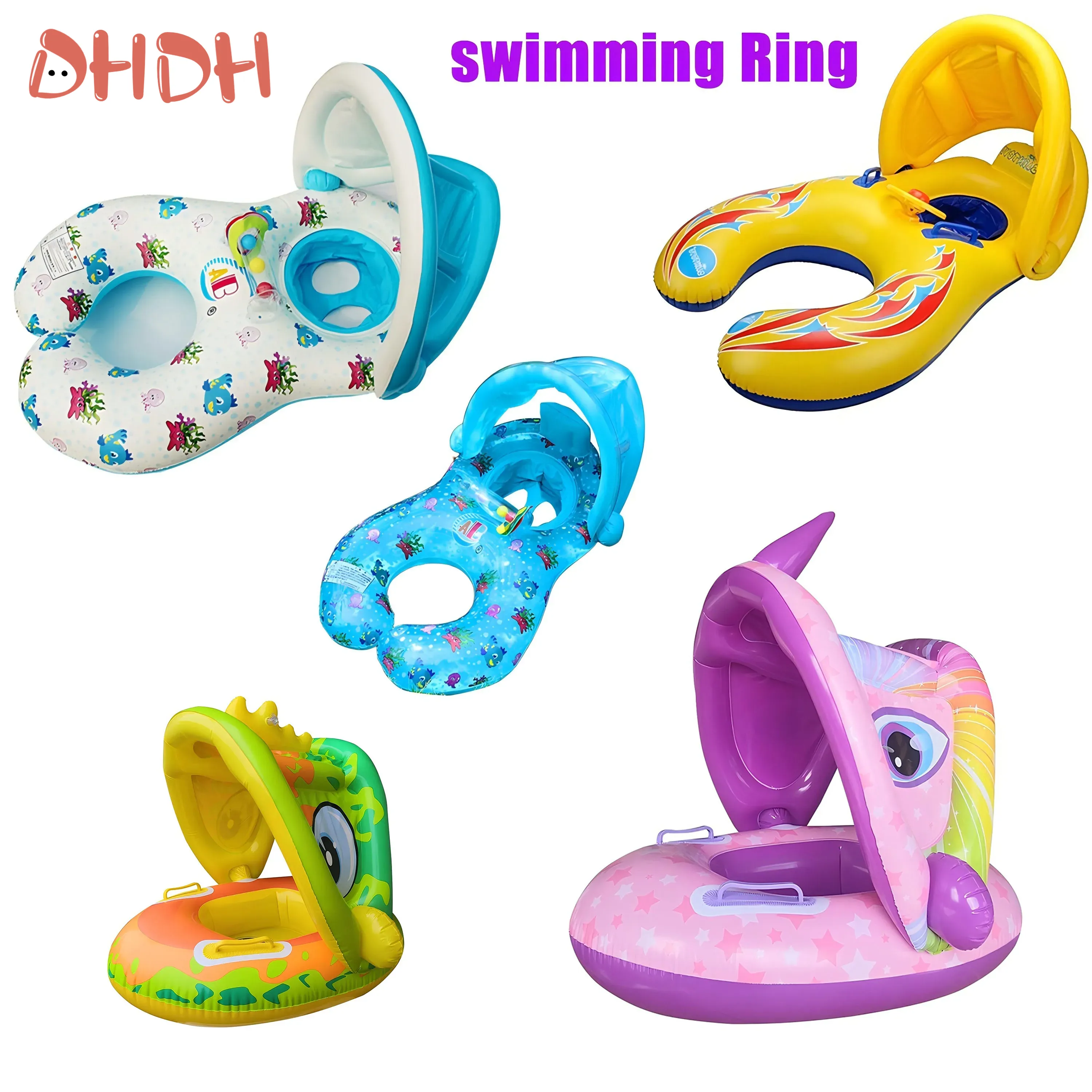 Pool Float Ring Inflatable - عوامة سباحة للأطفال مع مظلة شمسية