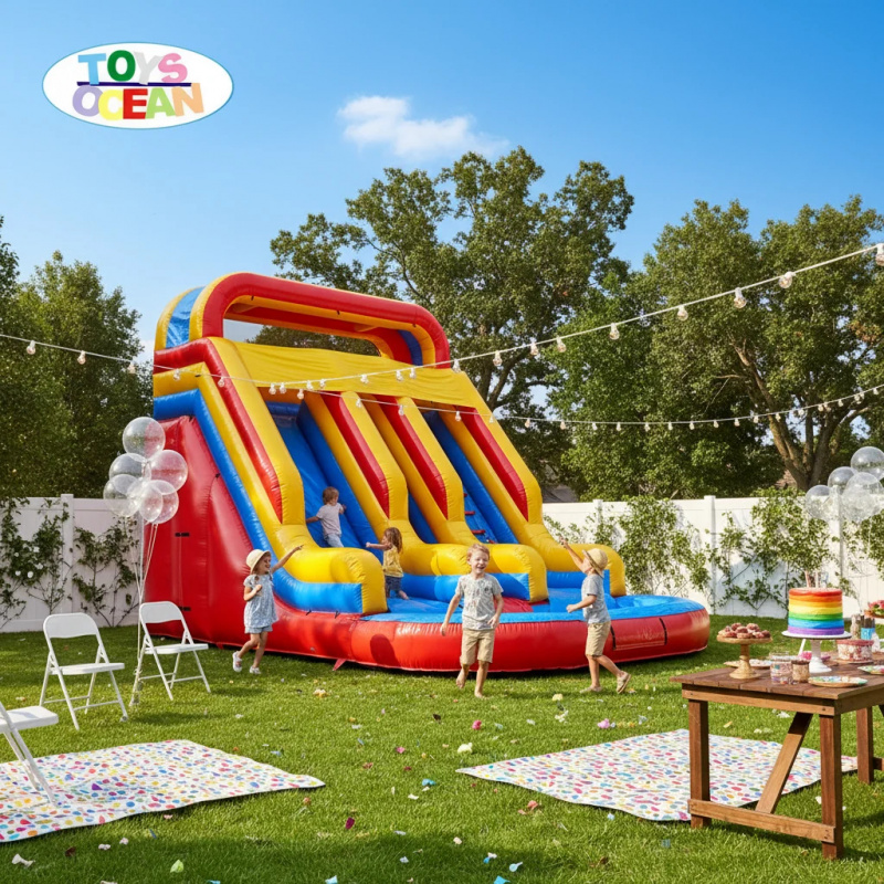 Water Slide Inflatable - زحليقة مائية قابلة للنفخ بثلاثة مسارات