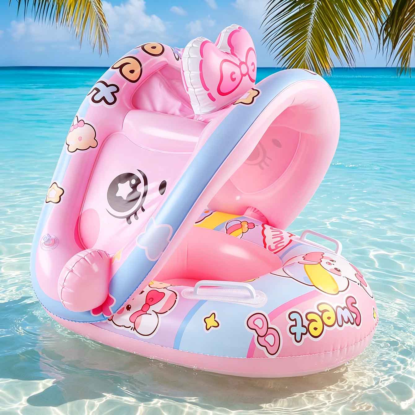 مقعد عائم قابل للنفخ مع مظلة و - مراجعة Pool Float Ring Inflatable وسعره