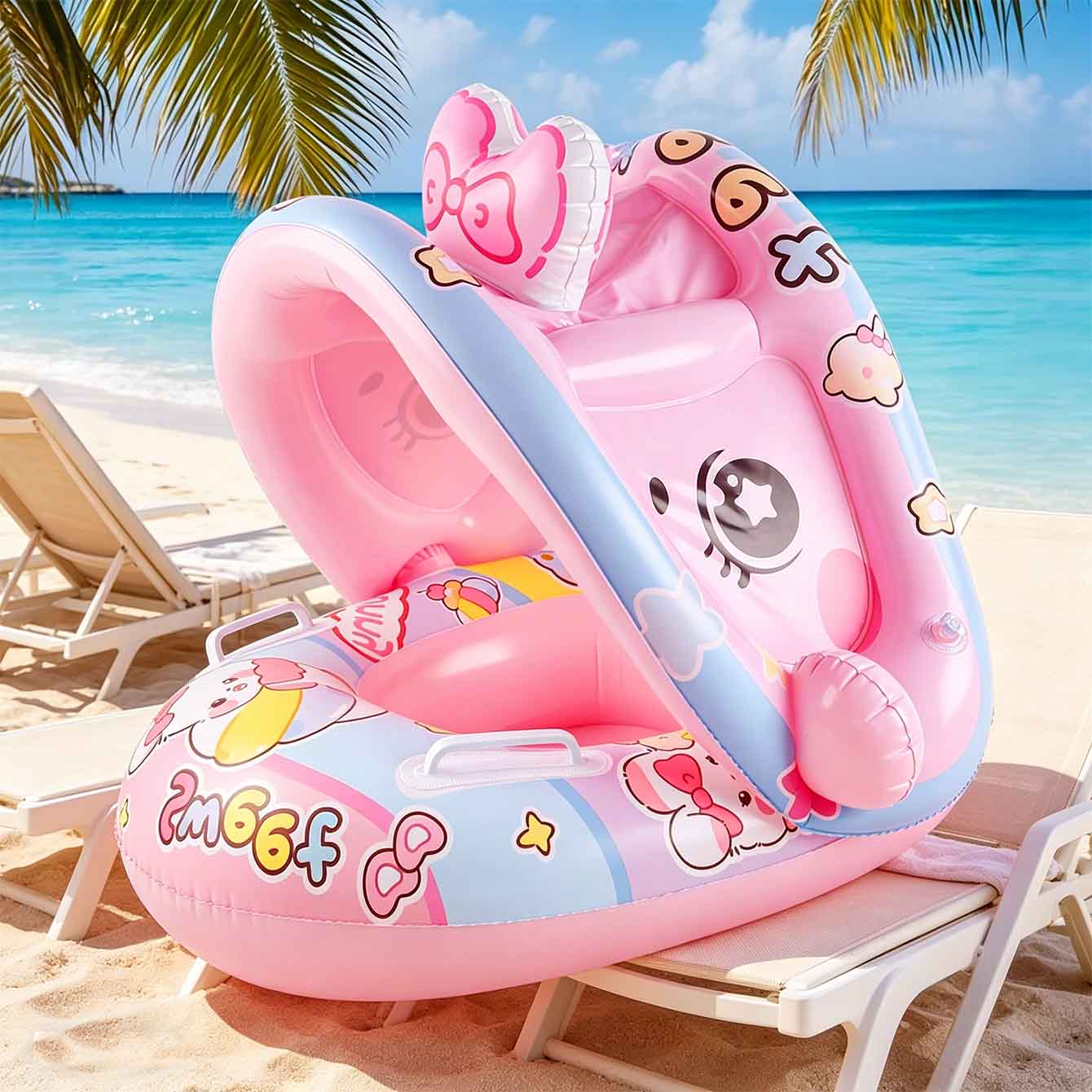 مقعد عائم قابل للنفخ مع مظلة و - مراجعة Pool Float Ring Inflatable وسعره