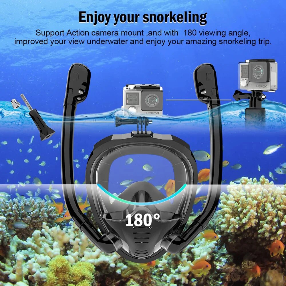 فور فیس اسنورکل ماسک 180 ° نظا - مراجعة Snorkel Mask Full Face وسعره