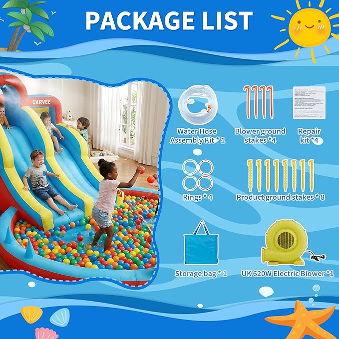 حديقة مائية قابلة للنفخ 8 في 1 - مراجعة Water Slide Inflatable وسعره