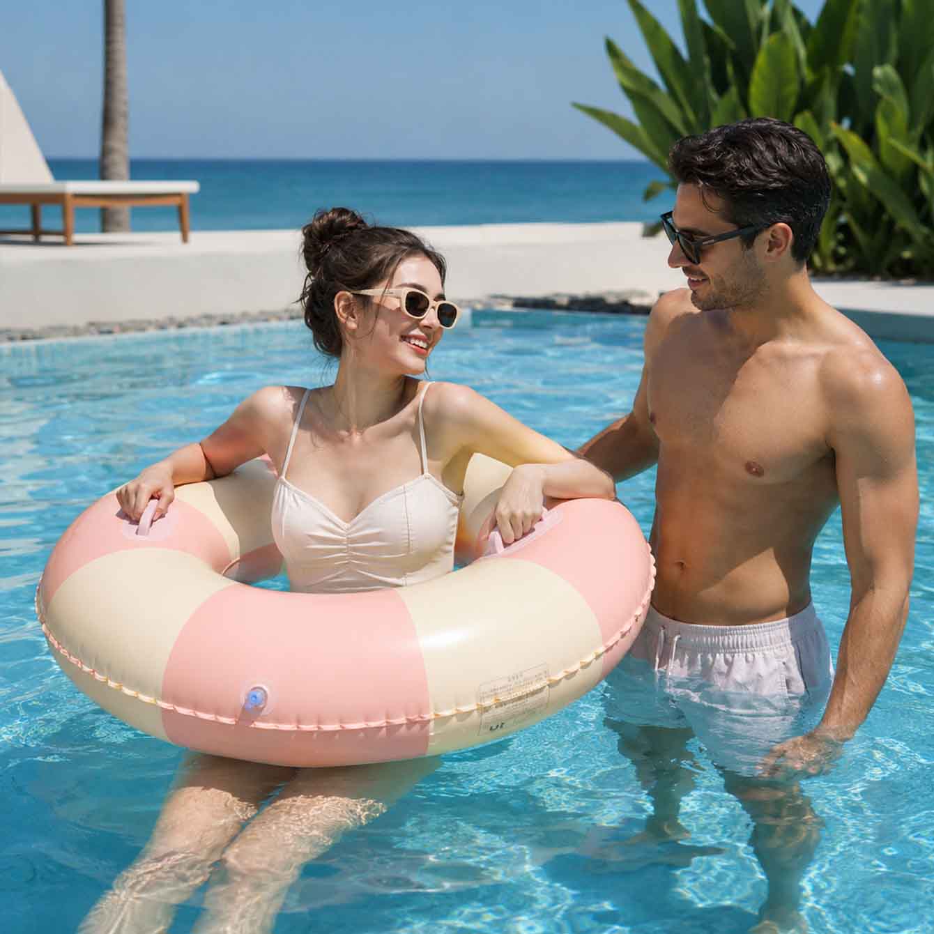 حلقة سباحة قابلة للنفخ مع مقاب - مراجعة Pool Float Ring Inflatable وسعره