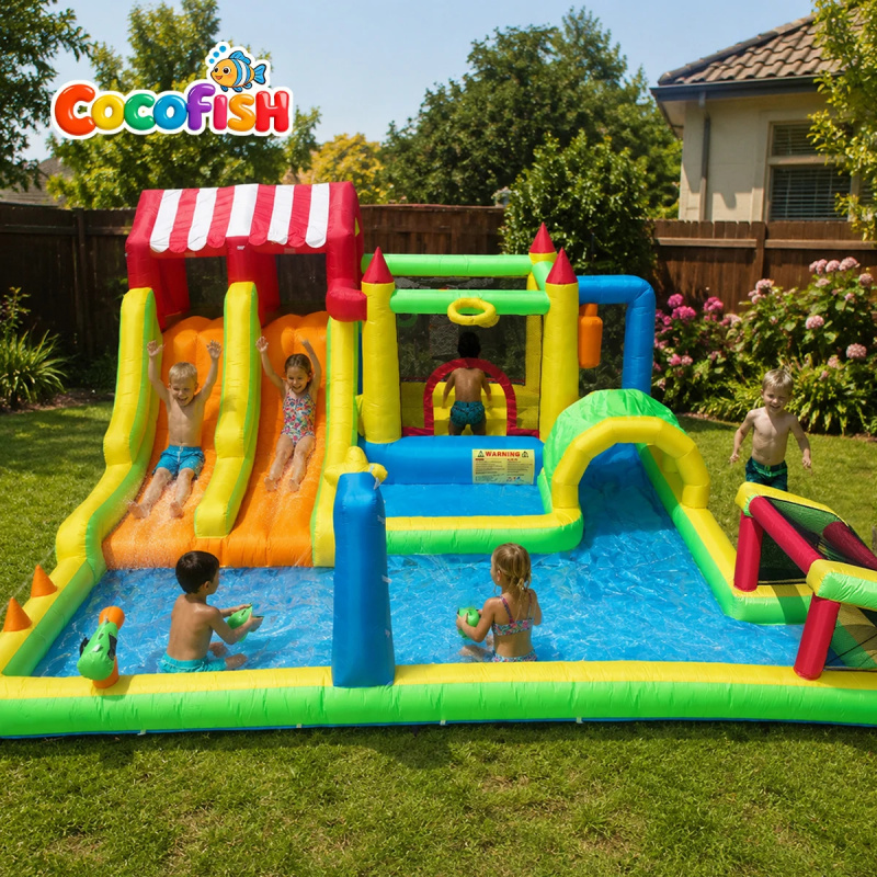 كوكوفيش حديقة مائية صيفية قابل - مراجعة Water Slide Inflatable وسعره