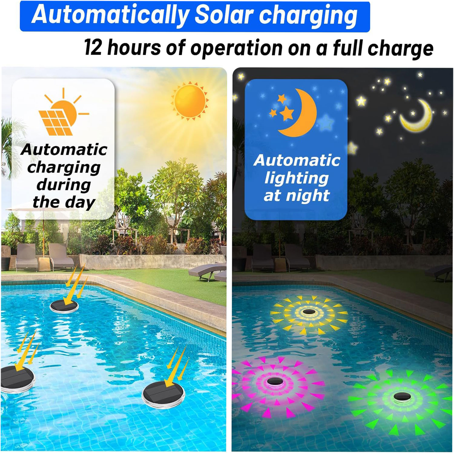 أضواء حمام السباحة، عائمة بالط - مراجعة Pool Light Solar Rechargeable وسعره
