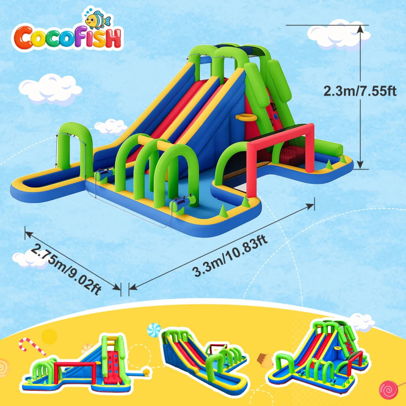 كوكوفيش حديقة مائية قابلة للنف - مراجعة Water Slide Inflatable وسعره