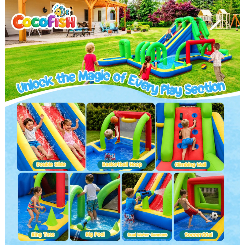 كوكوفيش حديقة مائية قابلة للنف - مراجعة Water Slide Inflatable وسعره