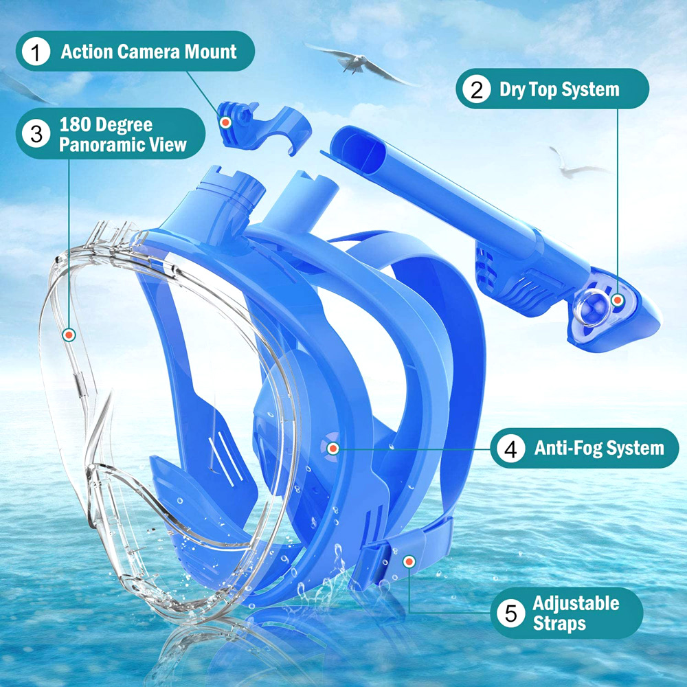 قناع غص كامل الوجه للأطفال قنا - مراجعة Snorkel Mask Full Face وسعره