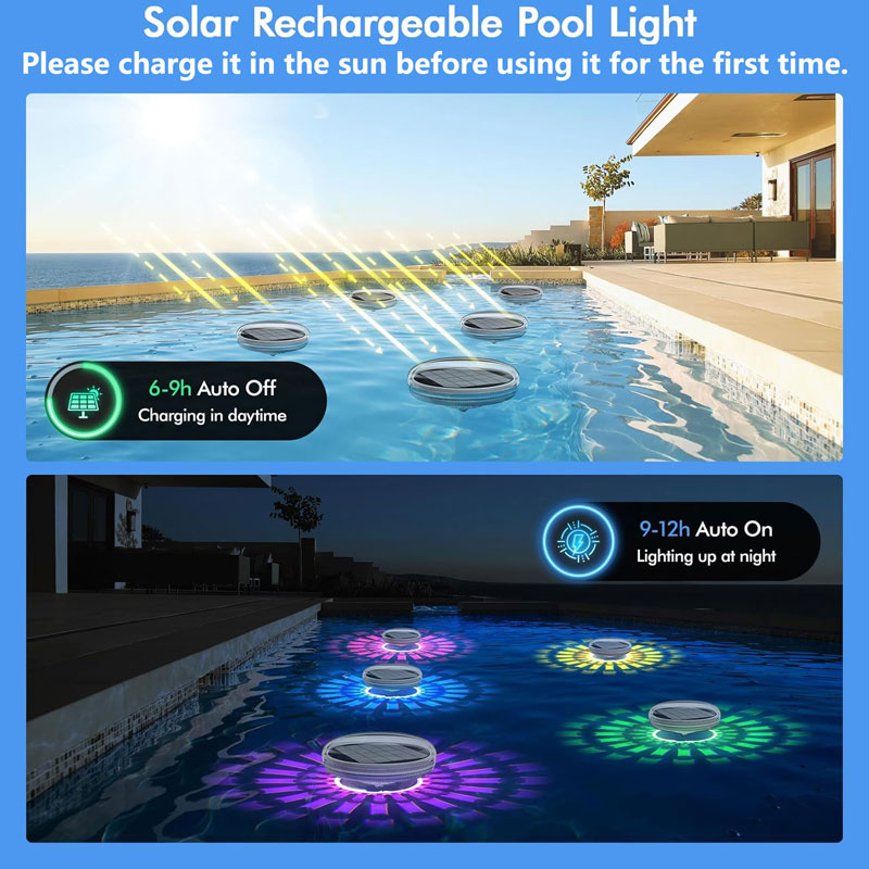 أضواء حمام السباحة، عائمة بالط - مراجعة Pool Light Solar Rechargeable وسعره