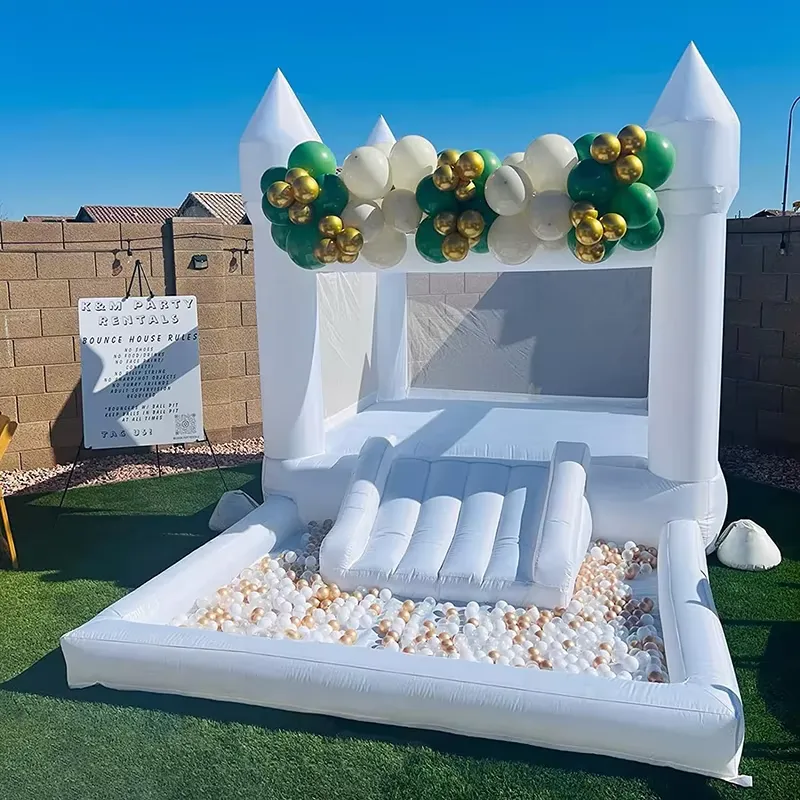 قلعة نطاطية قابلة للنفخ بيضاء  - مراجعة Water Slide Inflatable وسعره