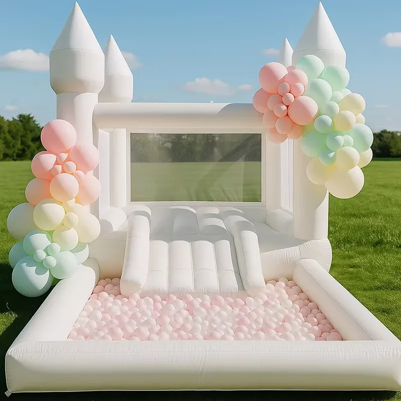 قلعة نطاطية قابلة للنفخ بيضاء  - مراجعة Water Slide Inflatable وسعره