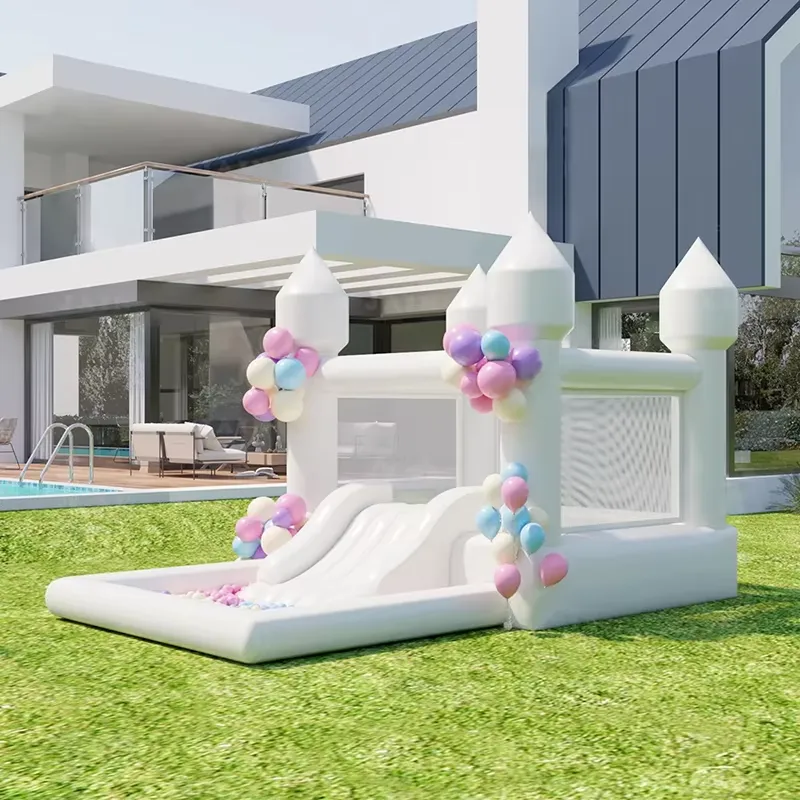 قلعة نطاطية قابلة للنفخ بيضاء  - مراجعة Water Slide Inflatable وسعره